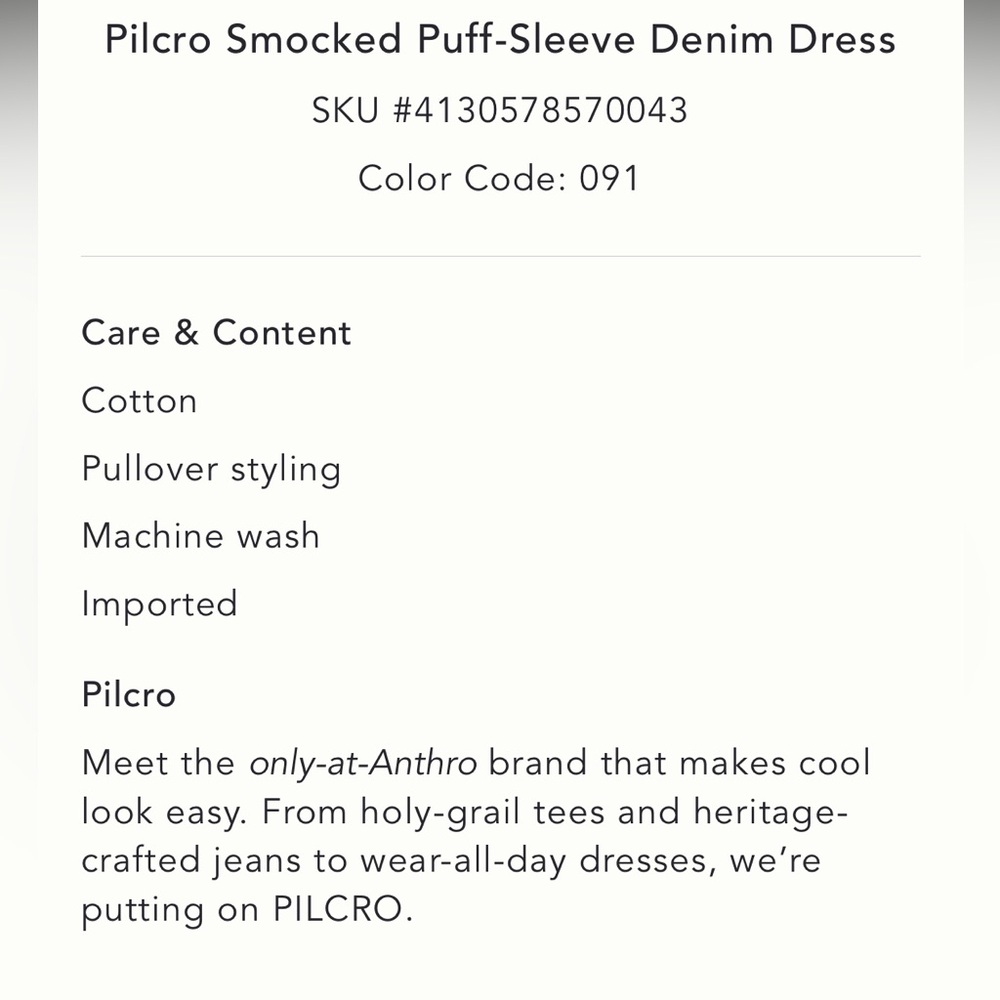 Anthropologie Smocked Puffed sleeve Denim Midi Dress - Picture 5 of 5